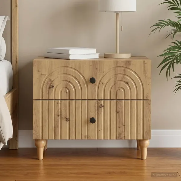 Cabinet de chevet Chêne artisanal 62 x 34,5 x 48 cm