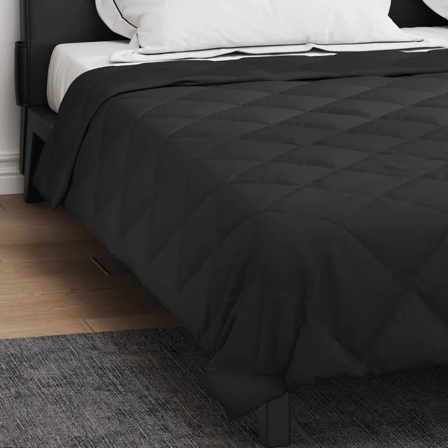 Duvet d'été simple Noir 220 x 200 cm Microfibre - 4