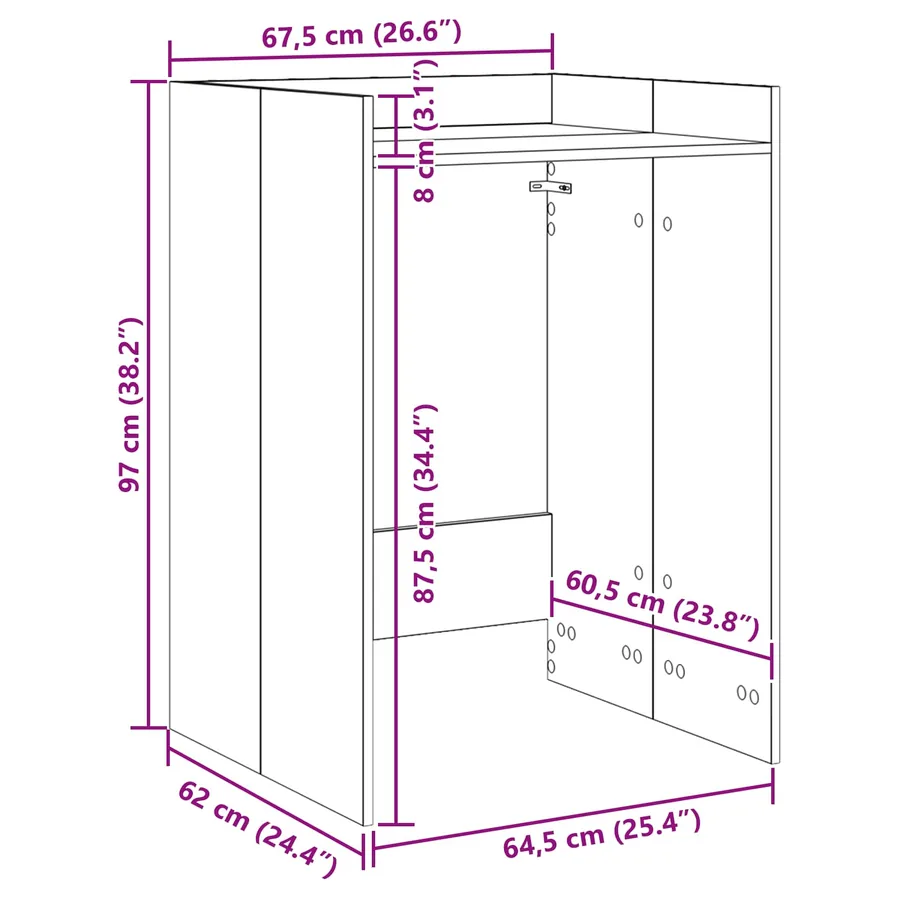 Armoire pour machine à laver Béton 67,5 x 62 x 97 cm - 9