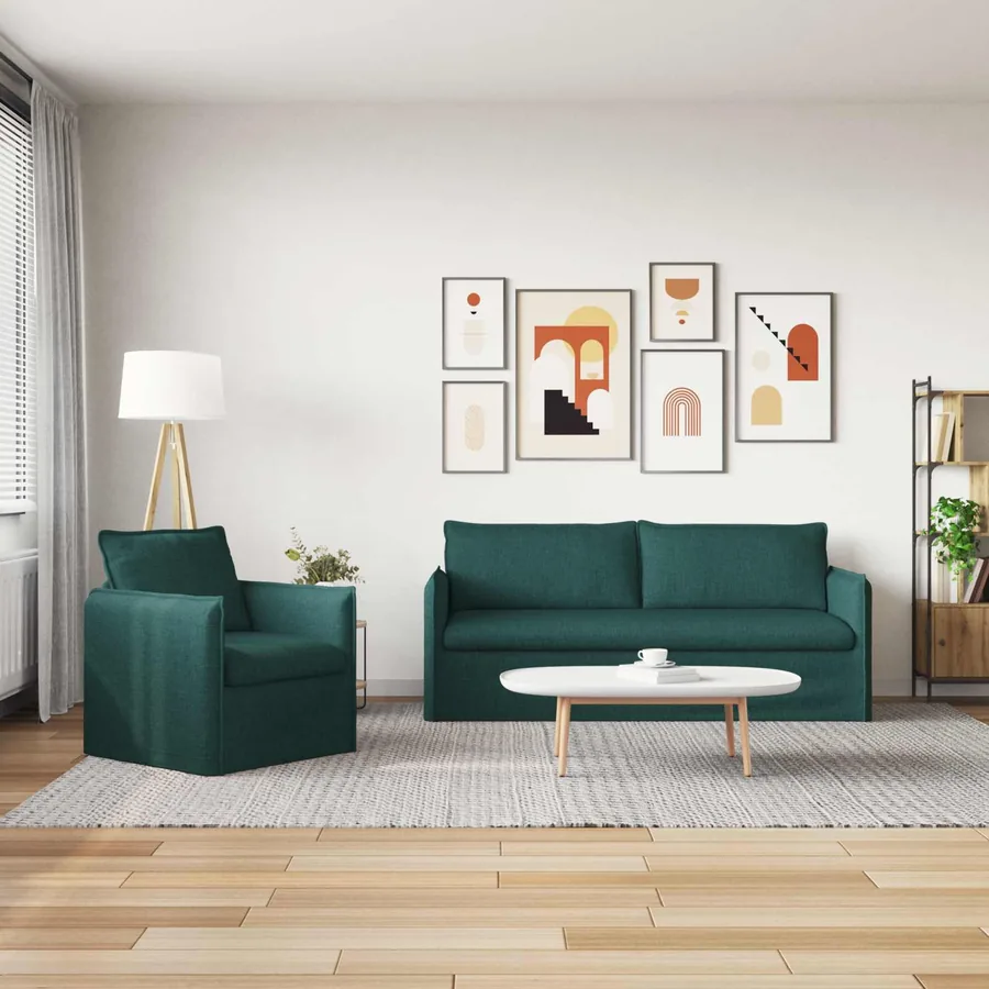Ensemble de Canapés 2 pcs Vert foncé 196 x 82 x 85 cm Tissu - 3