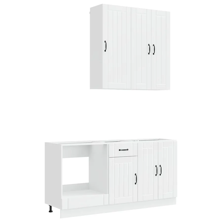 Unité de cuisine LUCCA 5 pcs Blanc brillant Bois d'ingénierie - 2