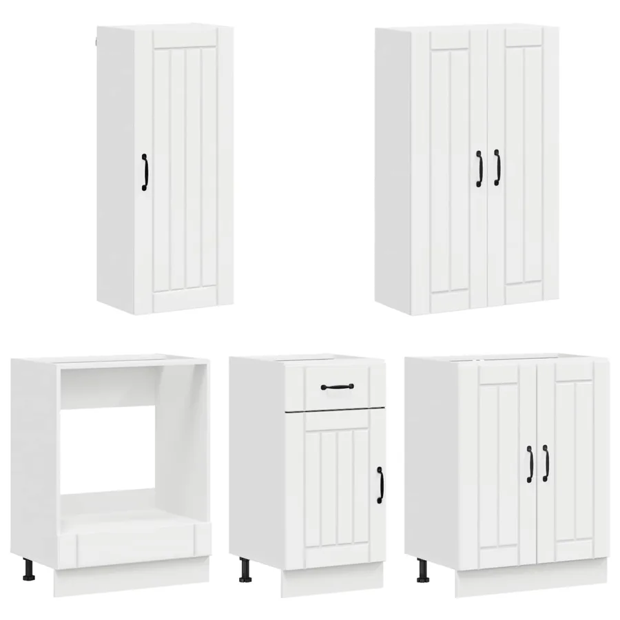 Unité de cuisine LUCCA 5 pcs Blanc brillant Bois d'ingénierie - 3
