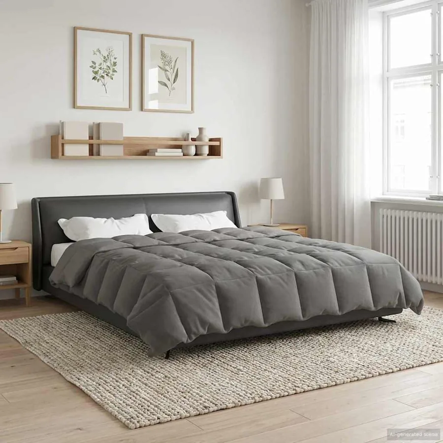 Duvet d'été simple Matelassé Gris clair 240 x 260 cm Microfibre - 4