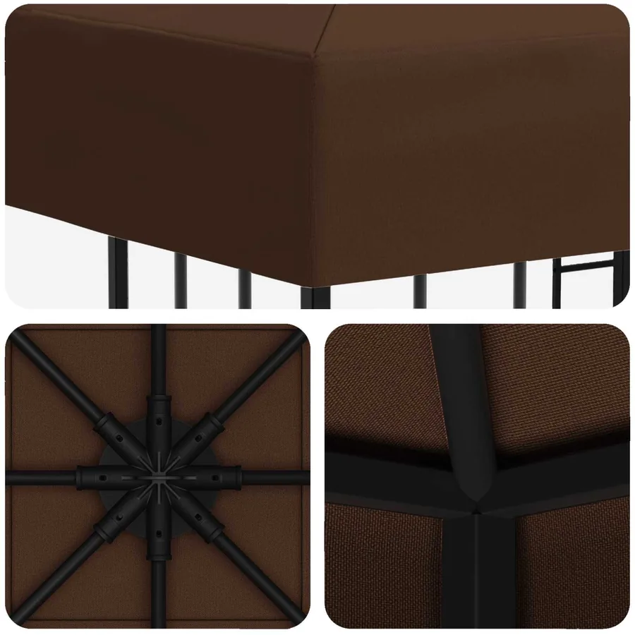 Pavillon 3 x 3 m Marron Polyester et Acier 190 gsm - 5