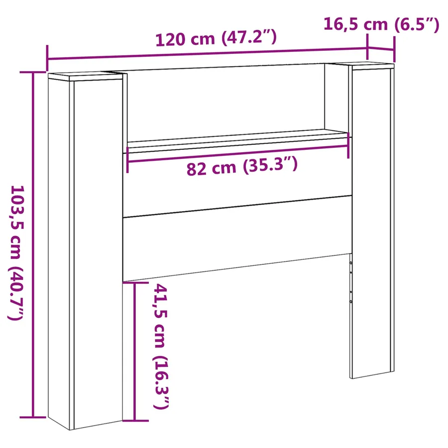 Cabinet de Tête de Lit avec LED Sonoma 120 x 16,5 x 103,5 cm - 13