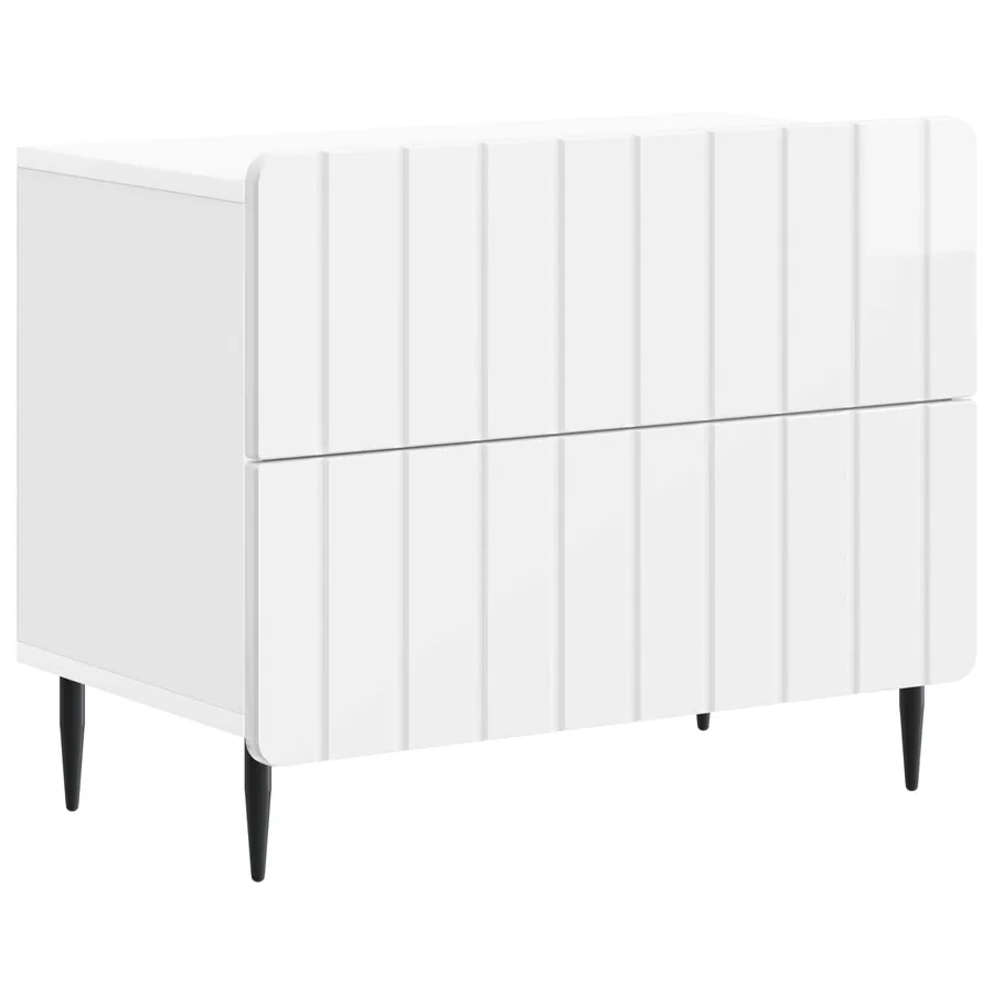 Cabinet de chevet Blanc brillant 62 x 34,5 x 49,5 cm - 2