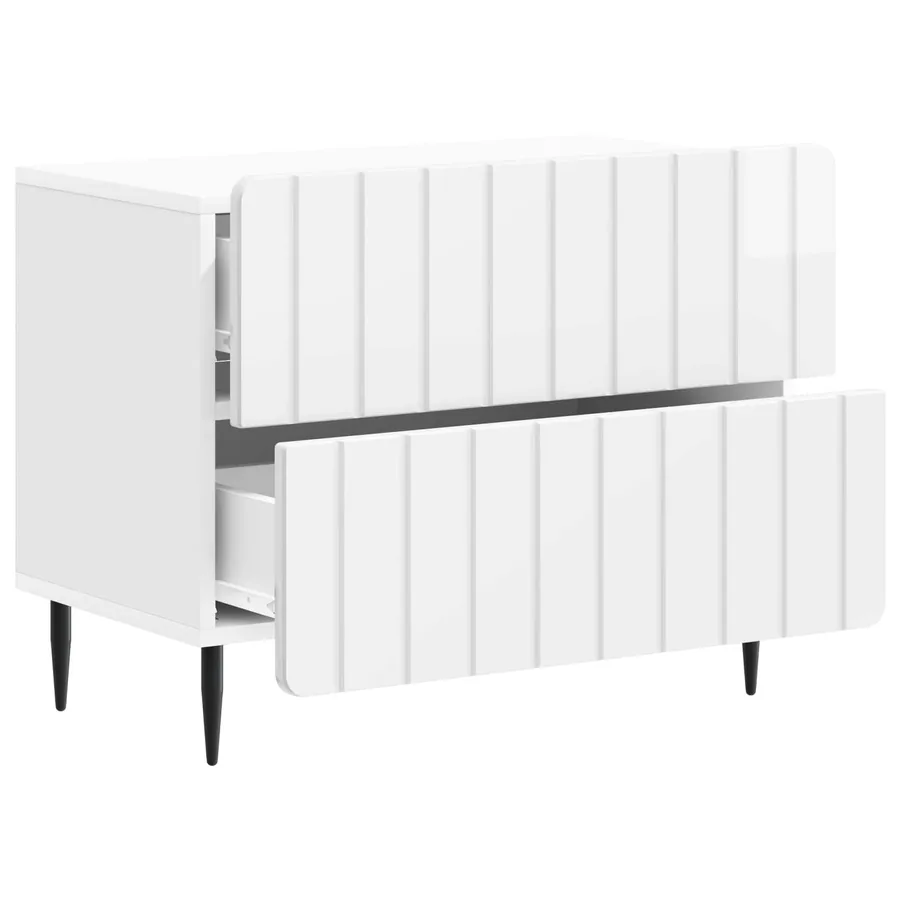 Cabinet de chevet Blanc brillant 62 x 34,5 x 49,5 cm - 4