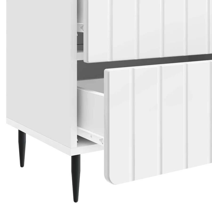 Cabinet de chevet Blanc brillant 62 x 34,5 x 49,5 cm - 9