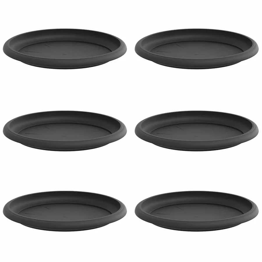 Plateau à fleurs rond 6 pcs Noir Ø 19 x 2 cm Plastique - 2