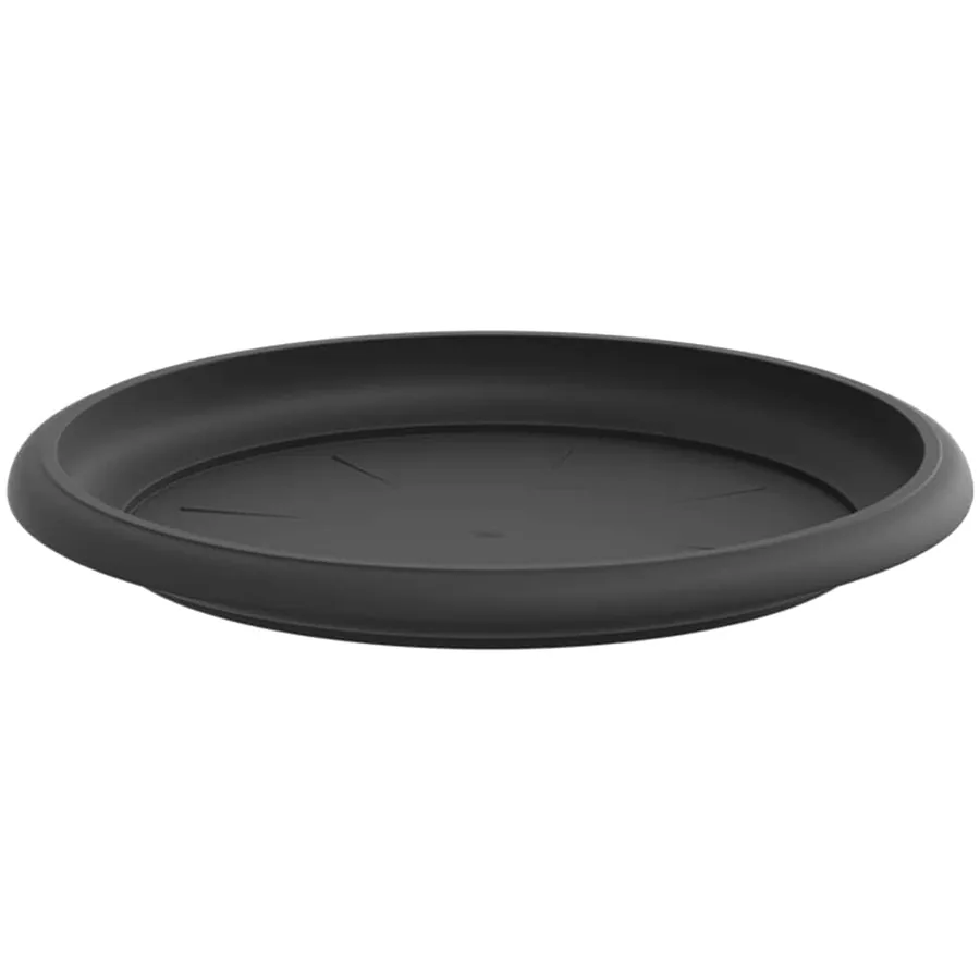Plateau à fleurs rond 6 pcs Noir Ø 19 x 2 cm Plastique - 5
