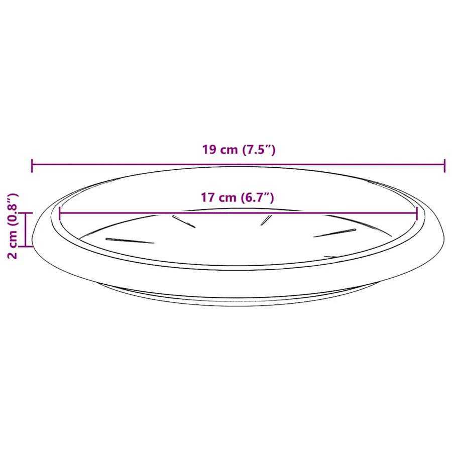 Plateau à fleurs rond 6 pcs Noir Ø 19 x 2 cm Plastique - 8