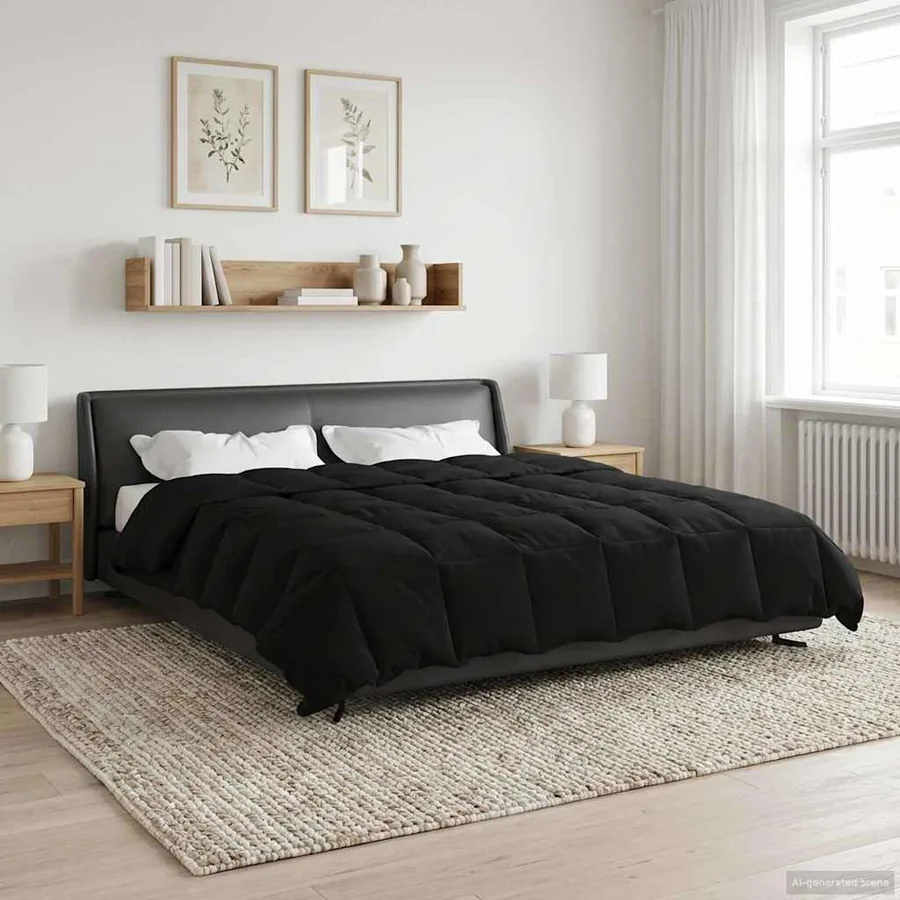 Duvet d'été simple Matelassé Noir 240 x 260 cm Microfibre