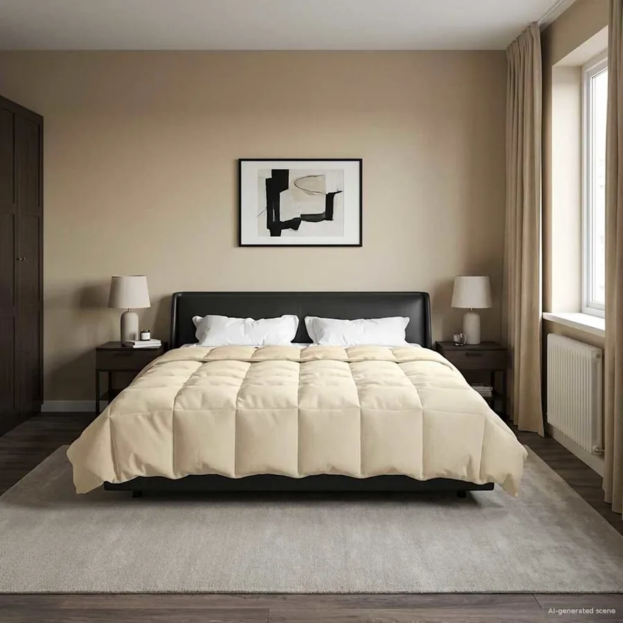 Duvet complet toute l'année Crème 220 x 260 cm Microfibre