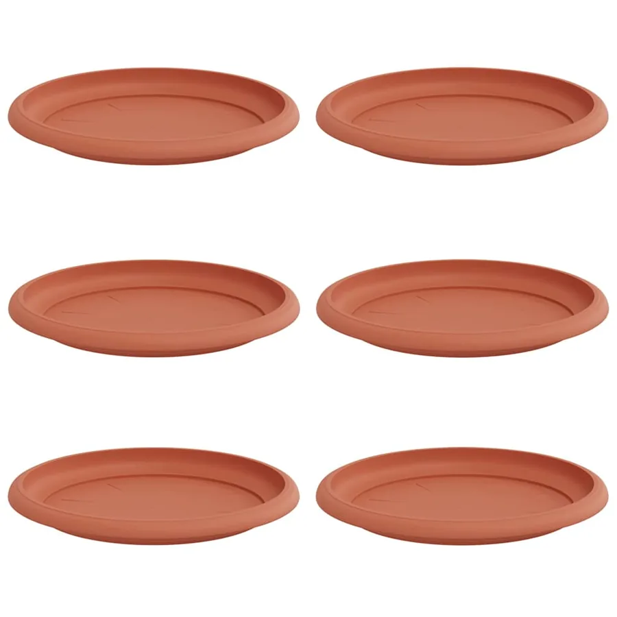 Plateau à fleurs rond 6 pcs Rouge brique Ø 19 x 2 cm Plastique - 2