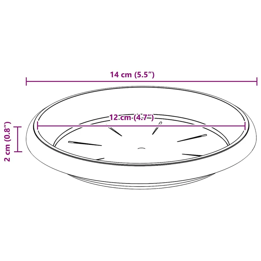 Plateau à fleurs rond 24 pcs Rouge brique Ø 14 x 2 cm Plastique - 10
