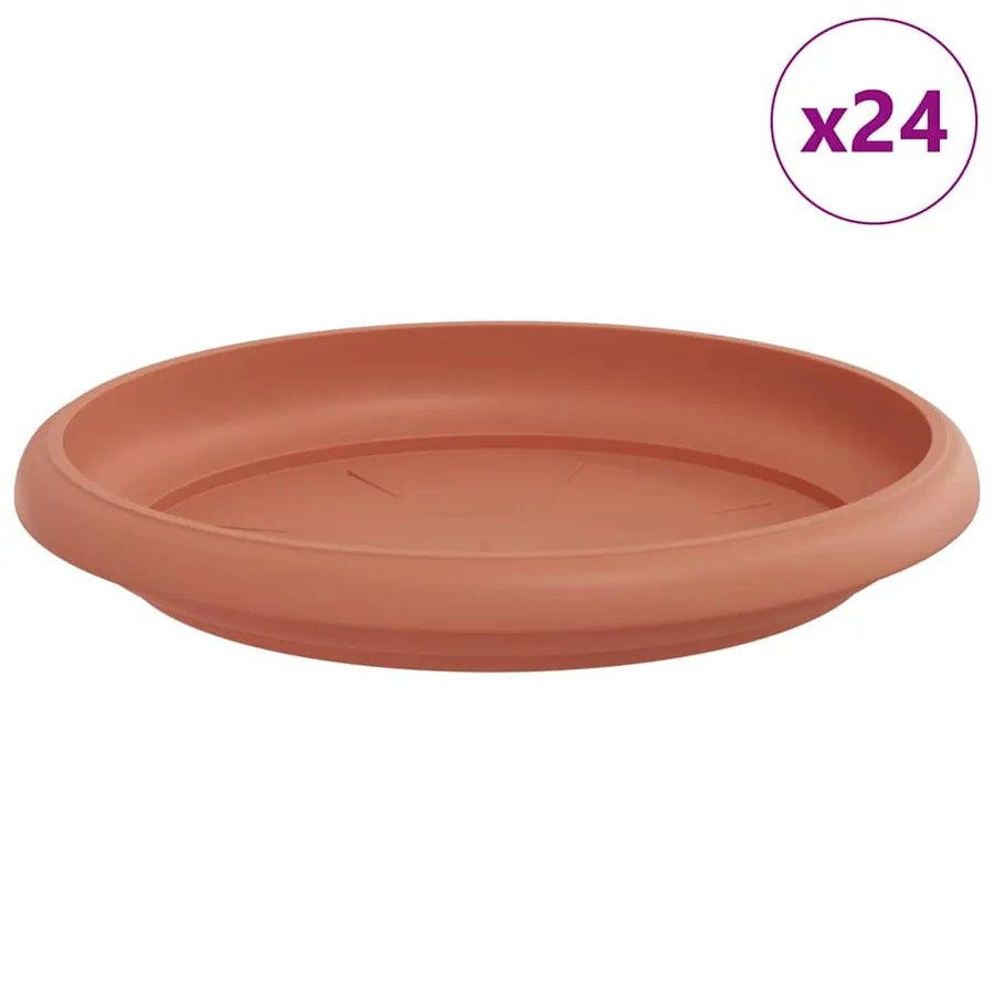 Plateau à fleurs rond 24 pcs Rouge brique Ø 14 x 2 cm Plastique - 2