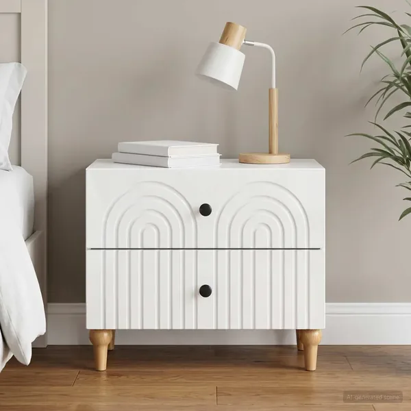 Cabinet de chevet avec tiroir Blanc brillant 62 x 34,5 x 48 cm