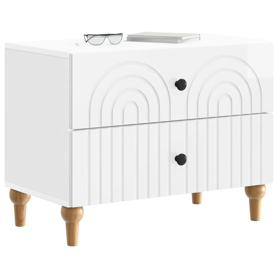 Cabinet de chevet avec tiroir Blanc brillant 62 x 34,5 x 48 cm - 3