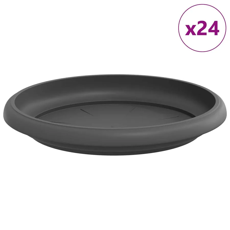 Plateau à fleurs rond 24 pcs Noir Ø 15,5 x 2 cm Plastique - 2