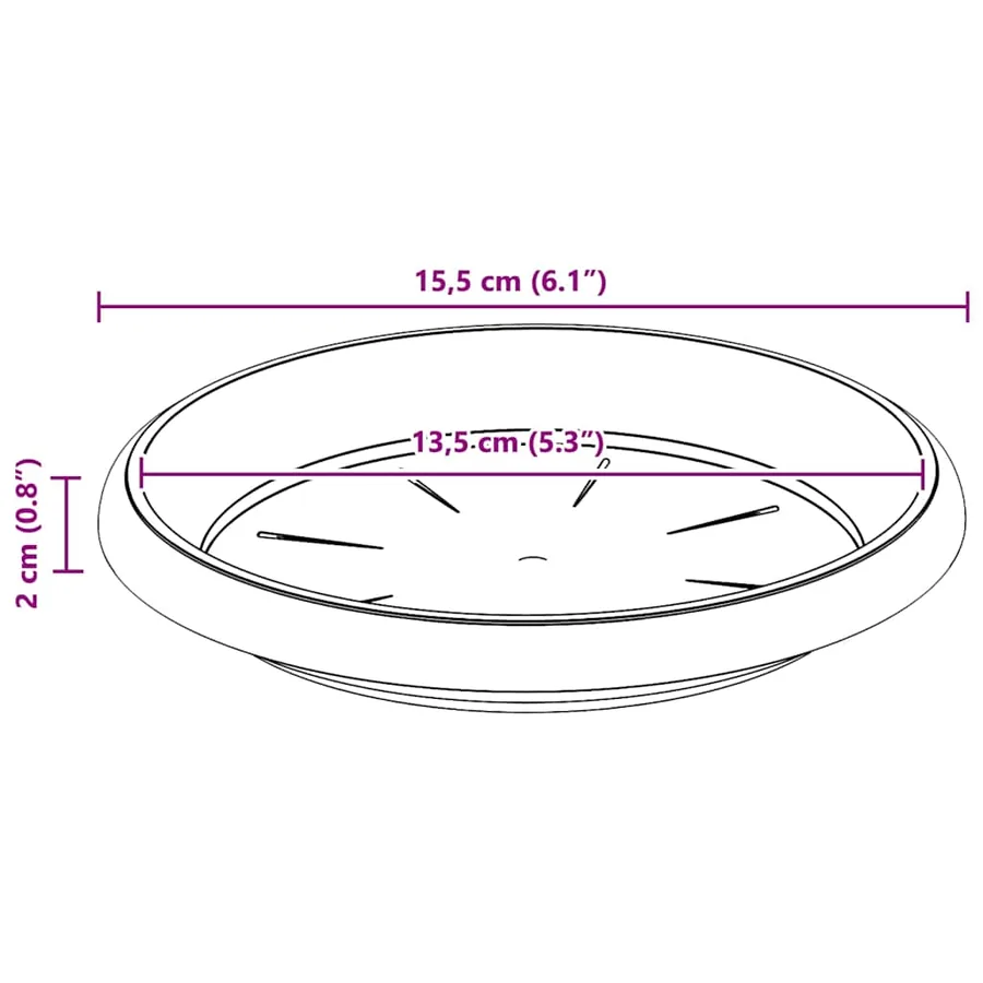 Plateau à fleurs rond 24 pcs Noir Ø 15,5 x 2 cm Plastique - 8