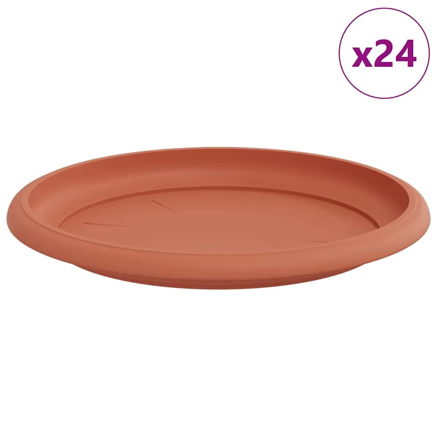 Plateau à fleurs rond 24 pcs Rouge brique Ø 14 x 2 cm Plastique - 2
