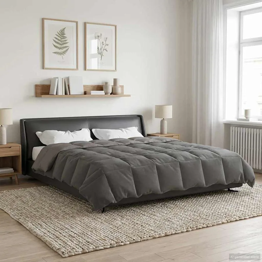 Duvet complet toute l'année Gris clair 220 x 240 cm Microfibre