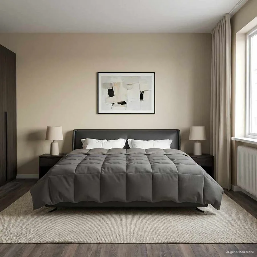 Duvet complet toute l'année Gris clair 220 x 240 cm Microfibre - 4