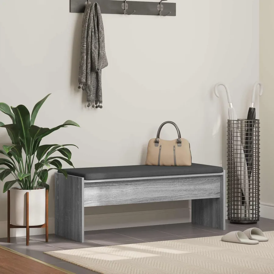 Banc d'entrée avec coussin Gris Sonoma 103 x 38 x 40 cm