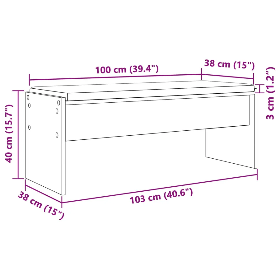 Banc d'entrée avec coussin Gris Sonoma 103 x 38 x 40 cm - 11