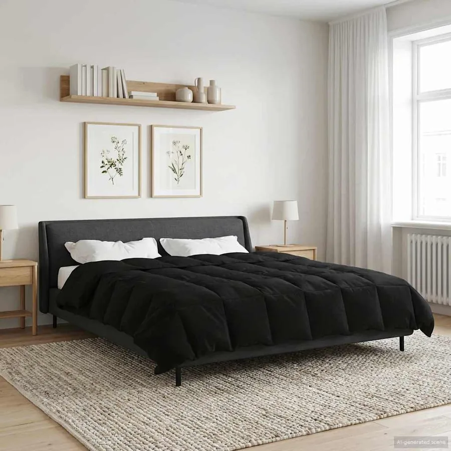 Duvet d'hiver Matelassé Noir 200 x 240 cm Microfibre - 4