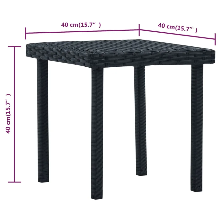 Table à thé de jardin Noir 40x40x40 cm Résine tressée - 4