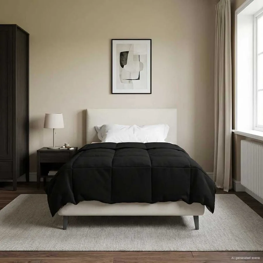 Duvet d'hiver Matelassé Noir 155 x 200 cm Microfibre