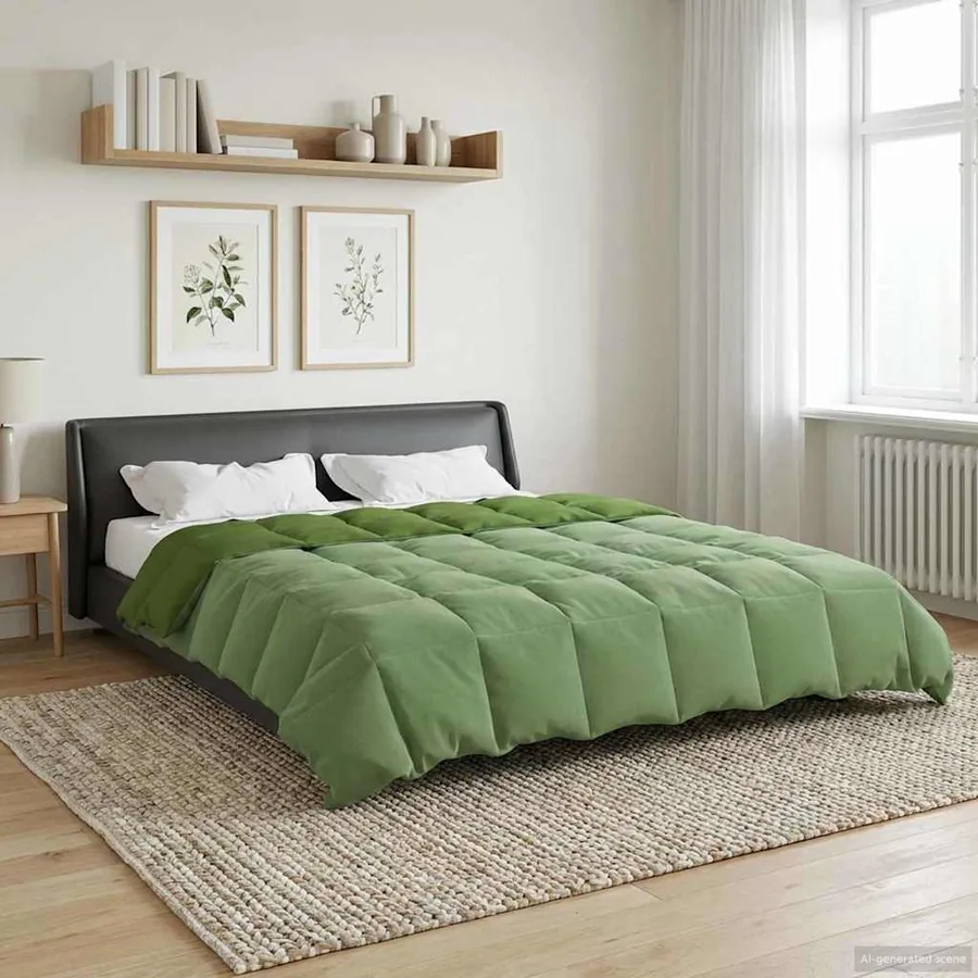 Duvet complet toute l'année Vert 220 x 240 cm Microfibre
