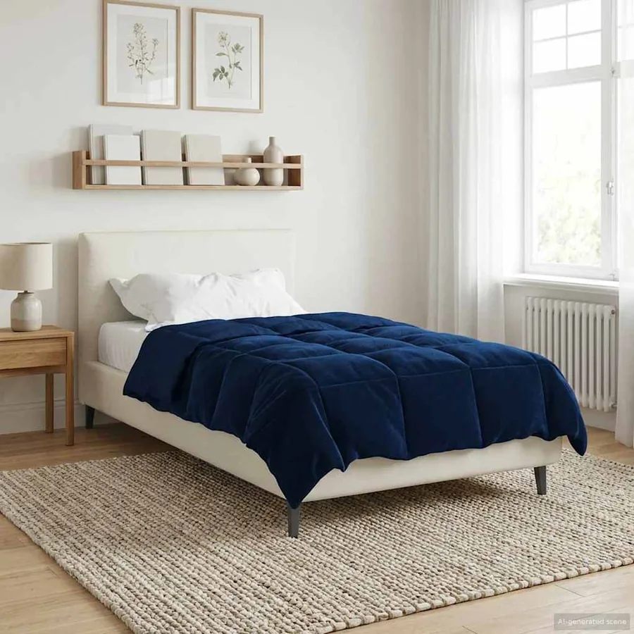 Duvet d'hiver Matelassé Bleu foncé 140 x 200 cm Microfibre - 4