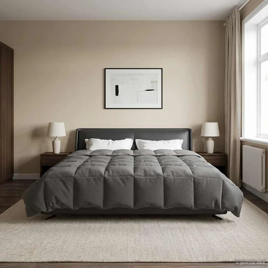 Duvet complet toute l'année Gris clair 240 x 260 cm Microfibre