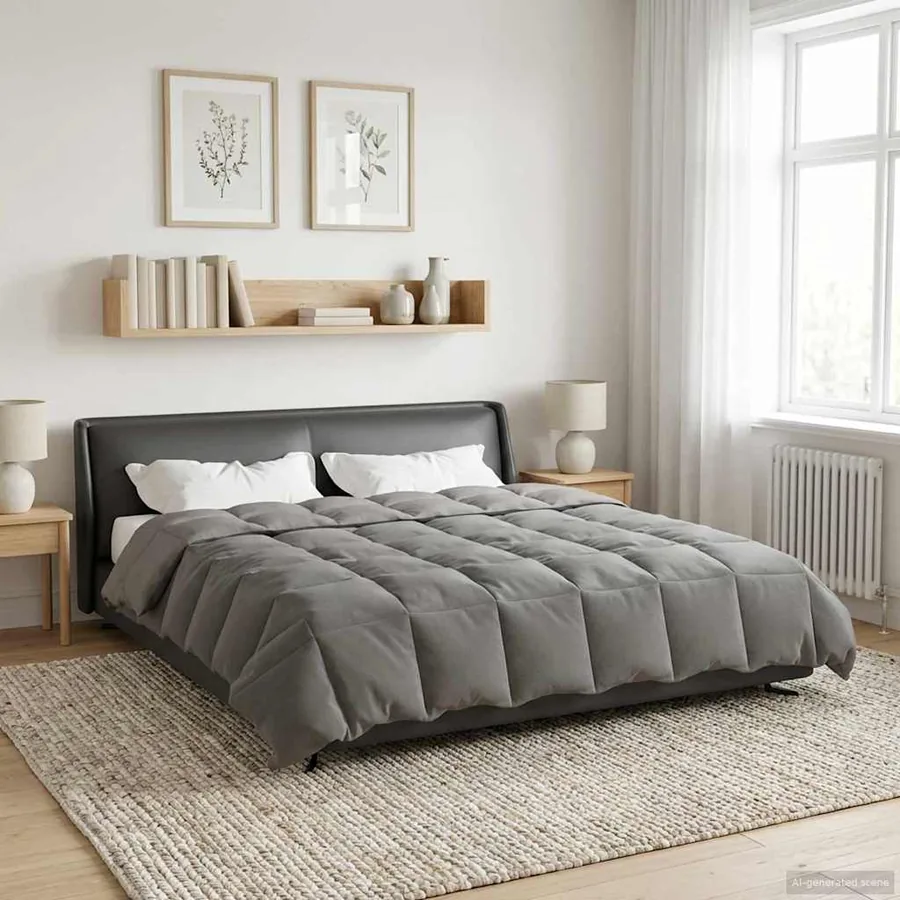 Duvet complet toute l'année Gris clair 240 x 260 cm Microfibre - 4