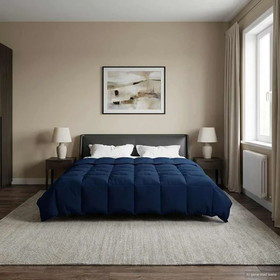 Duvet d'hiver Matelassé Bleu foncé 200 x 220 cm Microfibre - 4