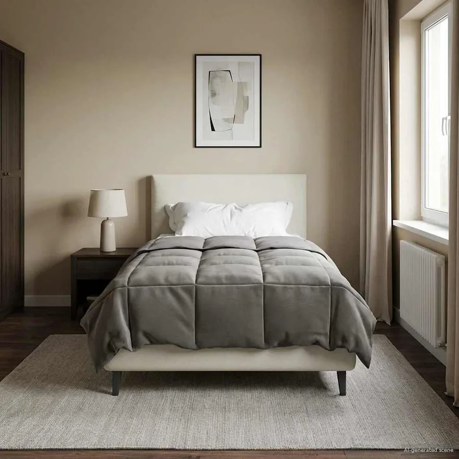 Duvet d'hiver Matelassé Gris clair 155 x 220 cm Microfibre - 4