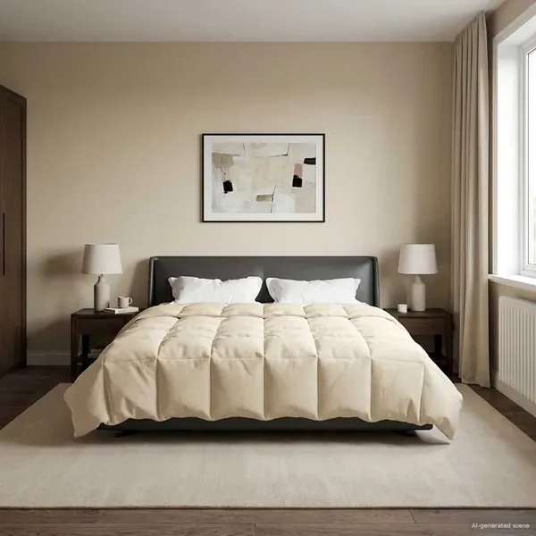 Duvet d'hiver Matelassé Crème 200 x 200 cm Microfibre