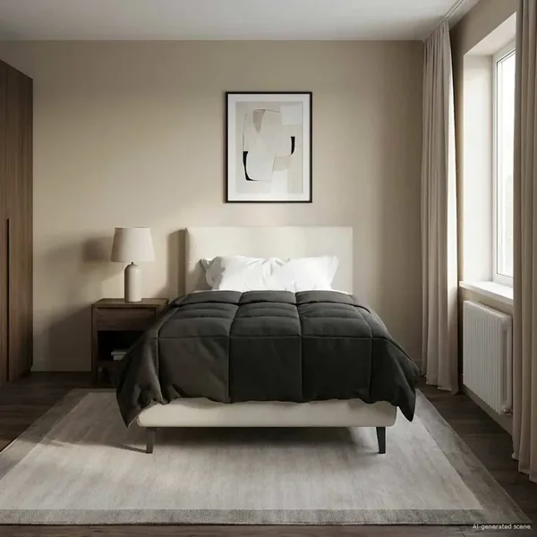 Duvet complet toute l'année Anthracite 135 x 220 cm Microfibre