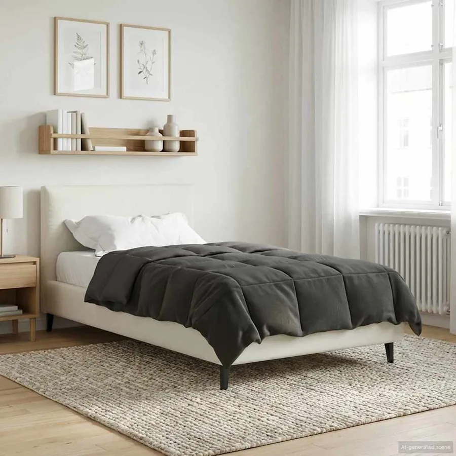 Duvet complet toute l'année Anthracite 135 x 220 cm Microfibre - 4