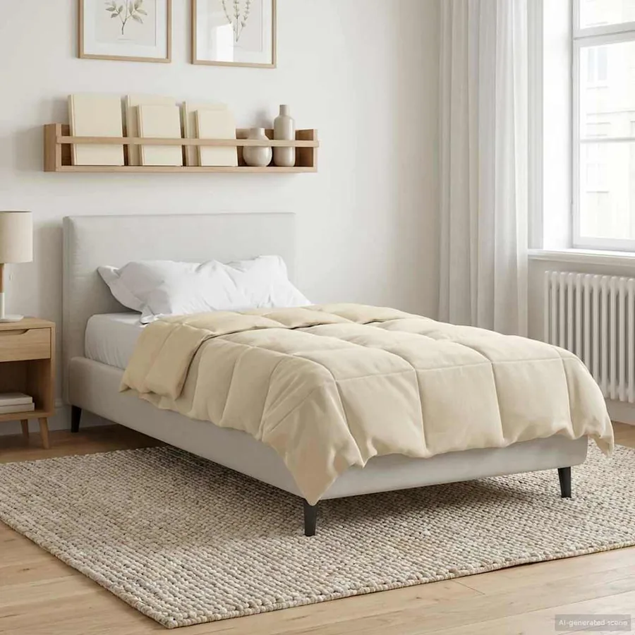 Duvet d'été simple Matelassé Crème 135 x 220 cm Microfibre - 4