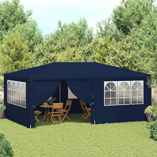 Tente de réception avec parois latérales 4x6 m Bleu 90 g/m²