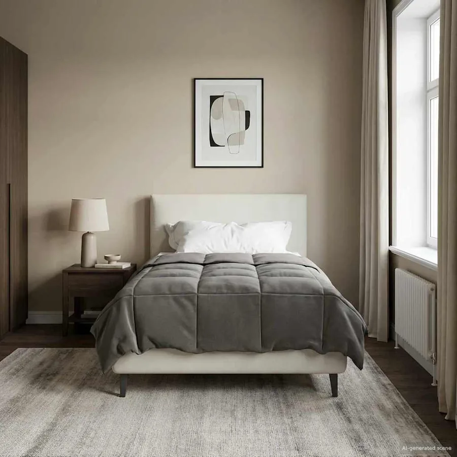 Duvet complet toute l'année Gris clair 135 x 220 cm Microfibre