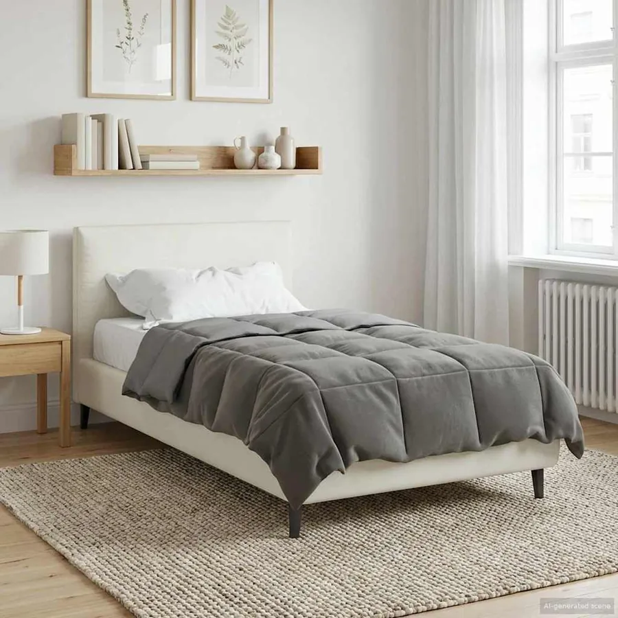Duvet complet toute l'année Gris clair 135 x 220 cm Microfibre - 4