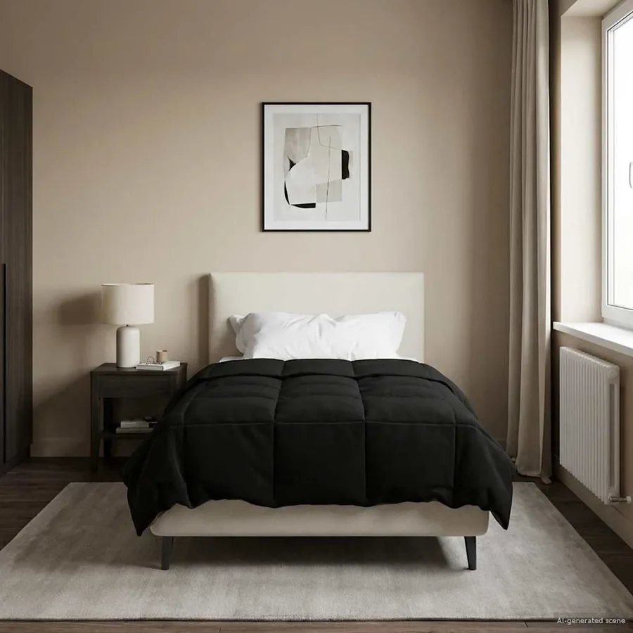 Duvet d'été simple Matelassé Noir 140 x 220 cm Microfibre
