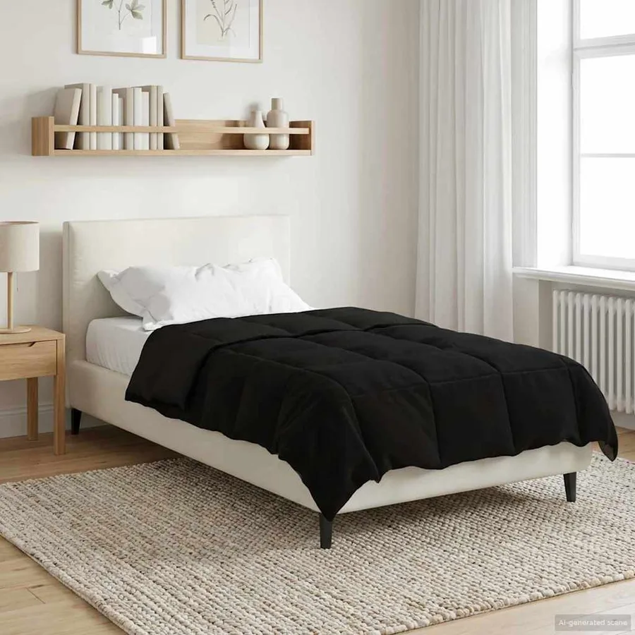 Duvet d'été simple Matelassé Noir 140 x 220 cm Microfibre - 4
