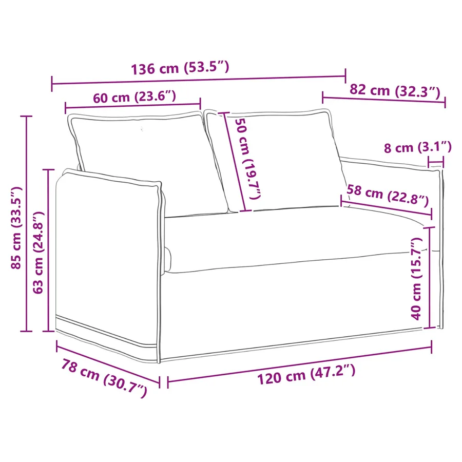 Ensemble de Canapés 2 pcs Taupe 136 x 82 x 85 cm Tissu - 10