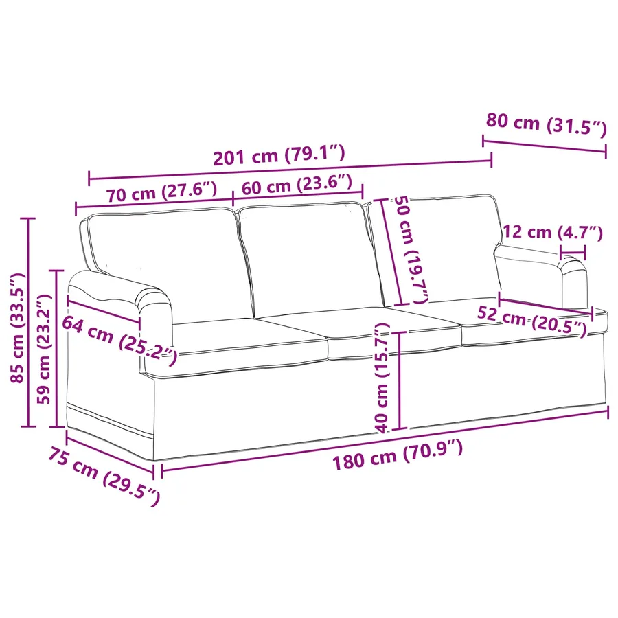 Ensemble de Canapés 2 pcs Crème 201 x 80 x 85 cm tissu - 8