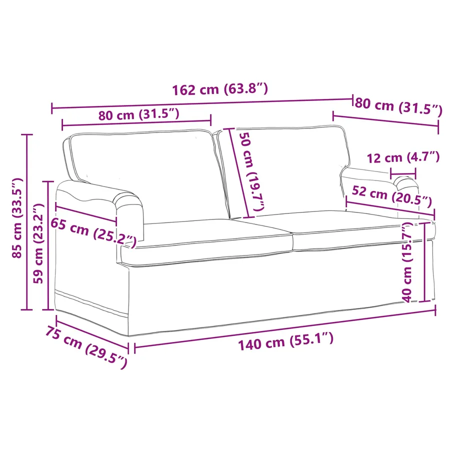 Ensemble de Canapés 2 pcs Crème 162 x 80 x 85 cm tissu - 8